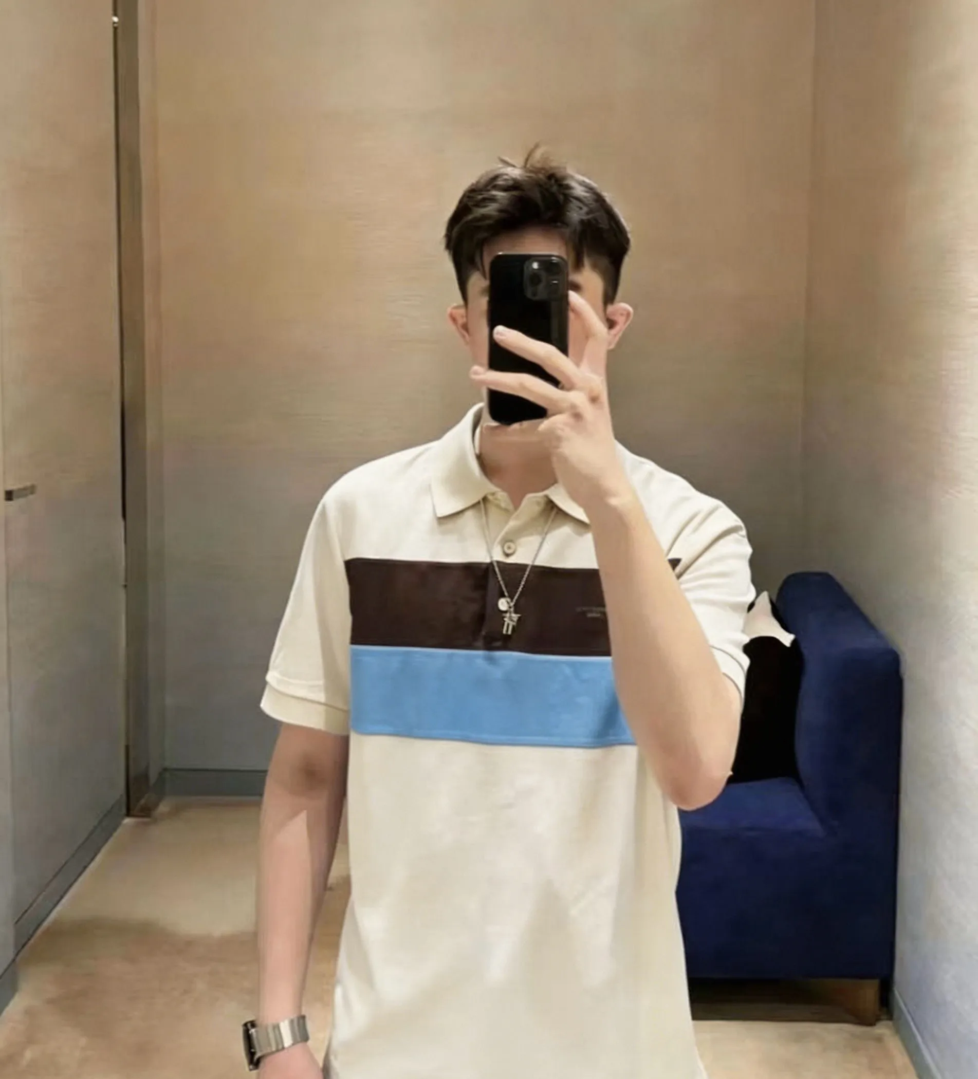 Louis Vuitton/Louis Vuitton 26ss contrast striped Polo short sleeves